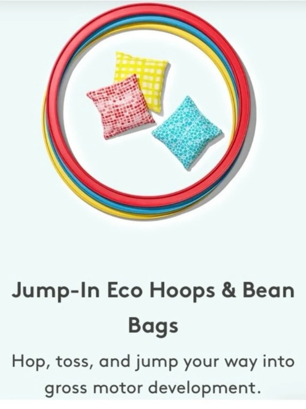 Lovevery Jump-In Eco Hoops & Bean Bags Set - Red, Yellow, Blue